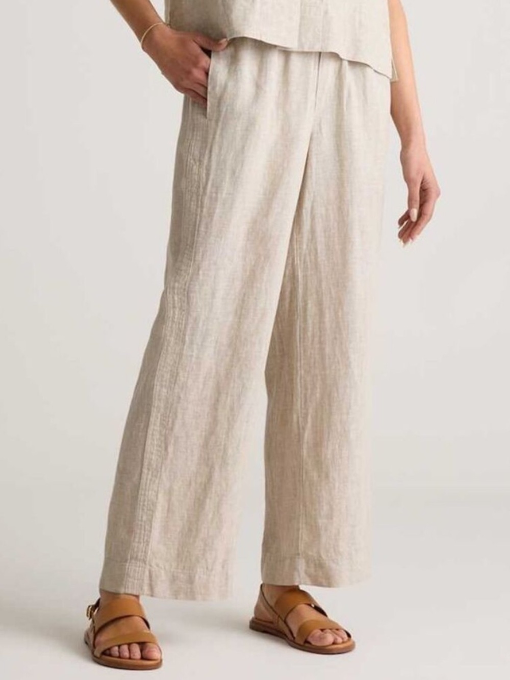 Quince Womens 100% European Linen Wide Leg Pants Flax L